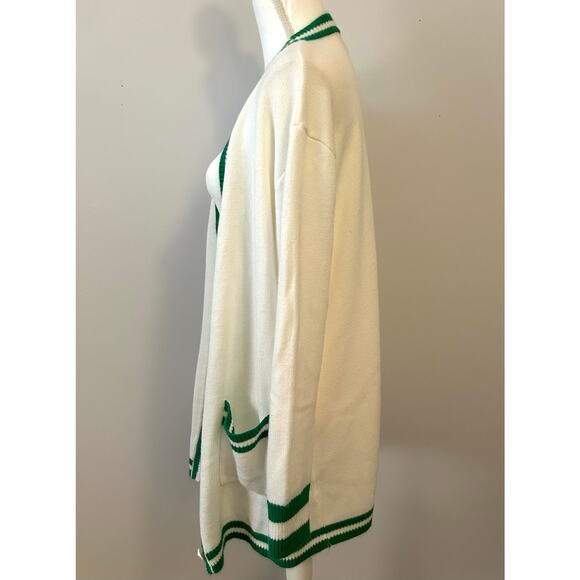 Show Me Your MuMu Green and White Cardigan Duster Academia Vibrant Size Large - Picture 5 of 8